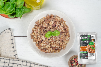 ТМ "Скоро готово" Каша перловая с говядиной, пакет со стикером 250 г.