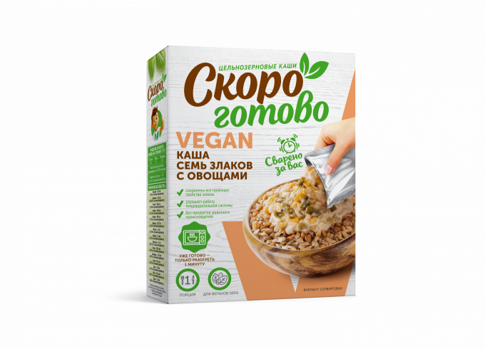ТМ «Скоро готово» Каша «Семь злаков» с овощами, 275 г. Vegan ТМ «Скоро готово» Каша «Семь злаков» с овощами, 275 г. Vegan