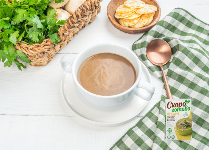 ТМ «Скоро готово» Суп-пюре грибной с соевым молоком, 250 г. Vegan