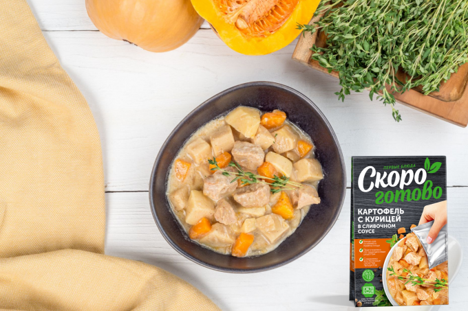 ТМ "Скоро готово" Картофель с курицей в сливочном соусе, 250г. ТМ "Скоро готово" Картофель с курицей в сливочном соусе, 250г.