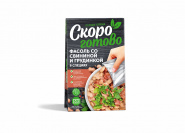 ТМ "Скоро готово" Фасоль со свининой и грудинкой в специях, 250г. ТМ "Скоро готово" Фасоль со свининой и грудинкой в специях, 250г.