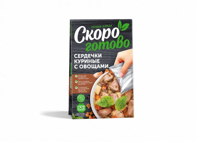ТМ "Скоро готово" Сердечки куриные с овощами, 250г. ТМ "Скоро готово" Сердечки куриные с овощами, 250г.